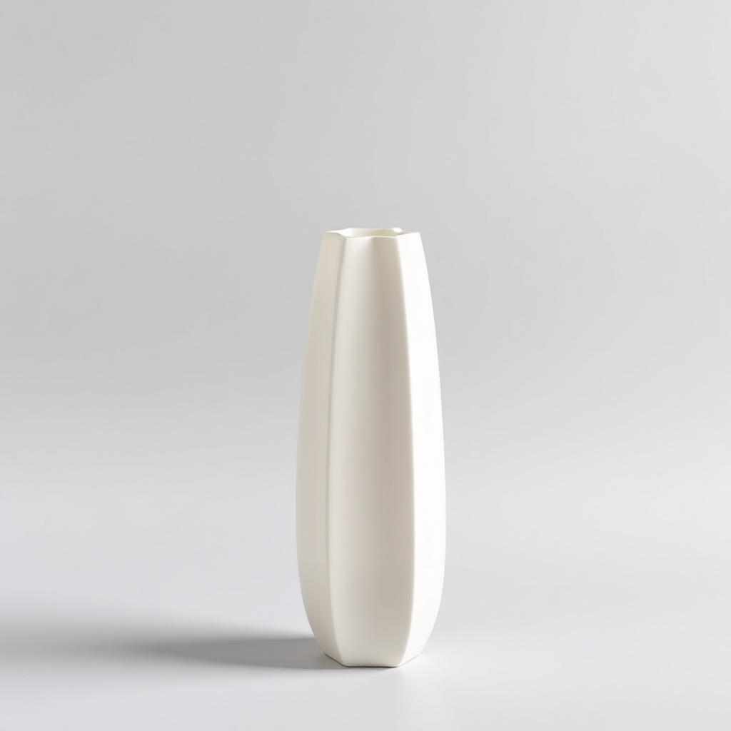 Vaso decorativo alto em cerâmica branca mate